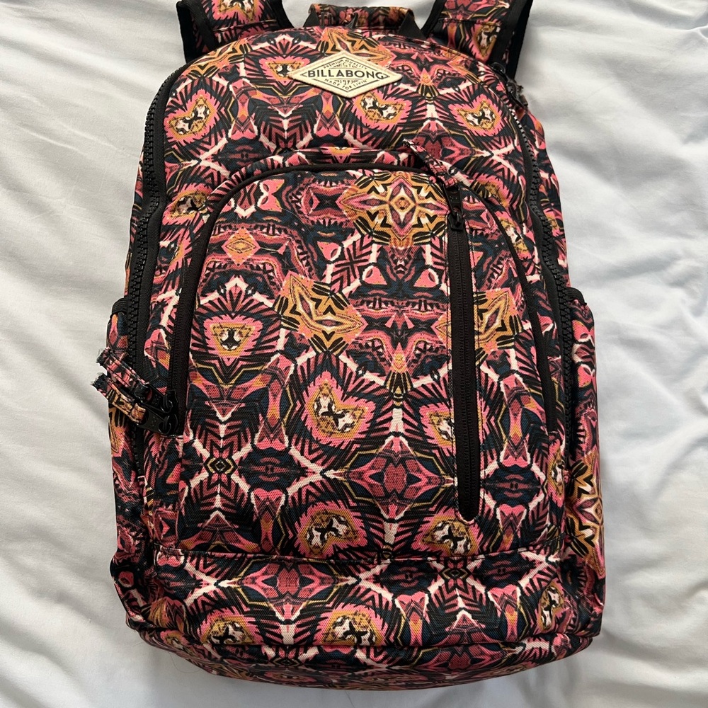 Billabong Women's Geometric Backpack - Pink and Gold